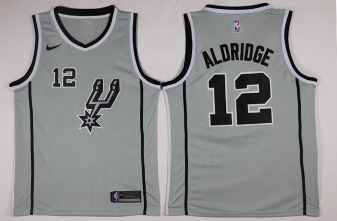 Men San Antonio Spurs #12 Aldridge Grey Game Nike NBA Jerseys->->NBA Jersey